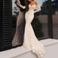 Off Shoulder Long Sleeve Lace Mermaid Wedding Dress Beach Gown