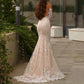 Off Shoulder Long Sleeve Lace Mermaid Wedding Dress Beach Gown