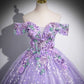 Off Shoulder Purple Tulle Lace Sweetheart Party Dress Long Prom Dress