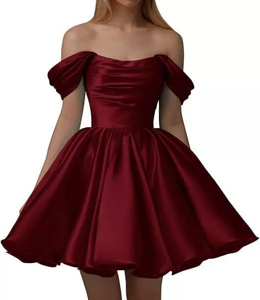 Home Coming Dress Satin Off-Shoulder Mini Dress Formal & Party Wear SD Dresscode & Fashiontrends Home Coming Dress Satin Off-Shoulder Mini Dress Formal & Party Wear SD Dresscode & Fashiontrends