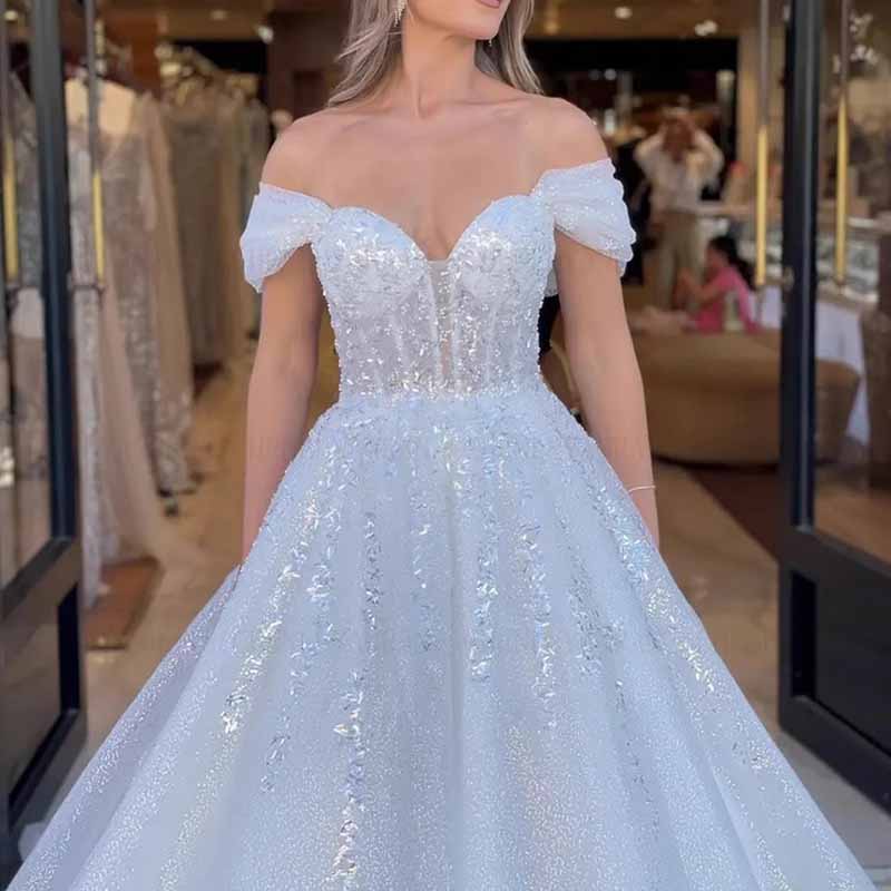 Off Shoulder Tulle Wedding Dress Pregnant Gowns Bridal Dress