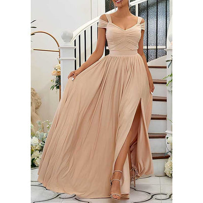 Off The Shoulder Chiffon Bridesmaid Dresses A Line Formal Dress Long Evening Gown