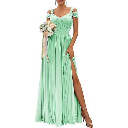 Women Off The Shoulder Chiffon Bridesmaid Dresses Long Wedding Guest Dresses