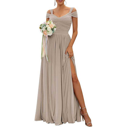 Women Off The Shoulder Chiffon Bridesmaid Dresses Long Wedding Guest Dresses