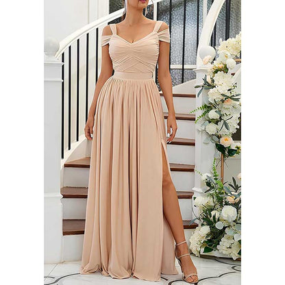 Women Off The Shoulder Chiffon Bridesmaid Dresses Long Wedding Guest Dresses