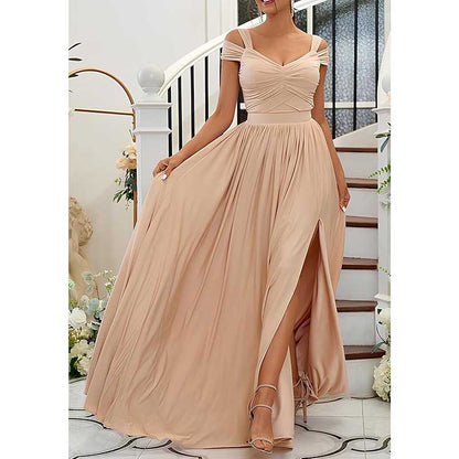 Women Off The Shoulder Chiffon Bridesmaid Dresses Long Wedding Guest Dresses