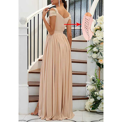Women Off The Shoulder Chiffon Bridesmaid Dresses Long Wedding Guest Dresses