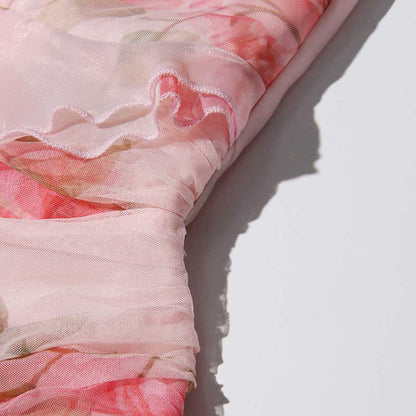 Off The Shoulder Organza Floral Gown Dress