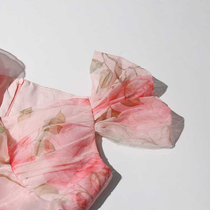 Off The Shoulder Organza Floral Gown Dress