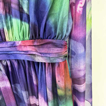 Ombre Printed Cape Gown in Purple Long Dress