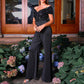 One Piece Suit Black Off-The-Shoulder Sequin Jumpsuit Flare Bottoms Romper