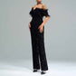 One Piece Suit Tassels Black Off-The-Shoulder Jumpsuit Sequin Romper