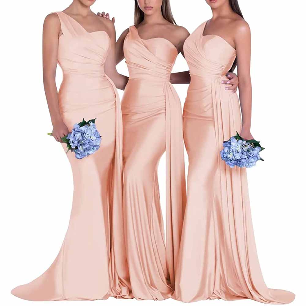 One Shoulder Satin Bridesmaid Dresses Mermaid Prom Dresses Bodycon Wedding Dresses Evening Gowns