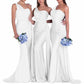 One Shoulder Satin Bridesmaid Dresses Mermaid Prom Dresses Bodycon Wedding Dresses Evening Gowns