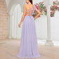 One Shoulder High Split Bridesmaid Dress Chiffon Wedding Guest Dress