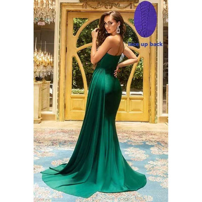 One Shoulder Mermaid Bridesmaid Dress Satin Prom Dress Long Evening Wedding Gowns