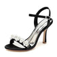 Open Toe Summer Heels Pearls Wedding Shoes Ankle Strap Party Sandals