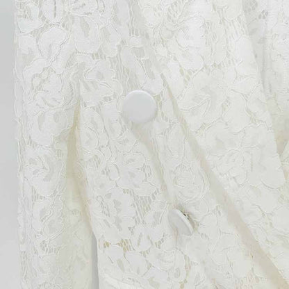 Women's White Lace Blazer Pantsuit Two Pieces Wedding Suit Formal Pantsuit