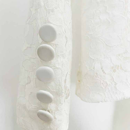 Women's White Lace Blazer Pantsuit Two Pieces Wedding Suit Formal Pantsuit