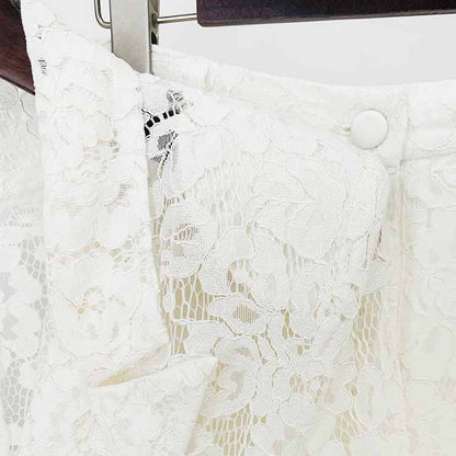 Women's White Lace Blazer Pantsuit Two Pieces Wedding Suit Formal Pantsuit