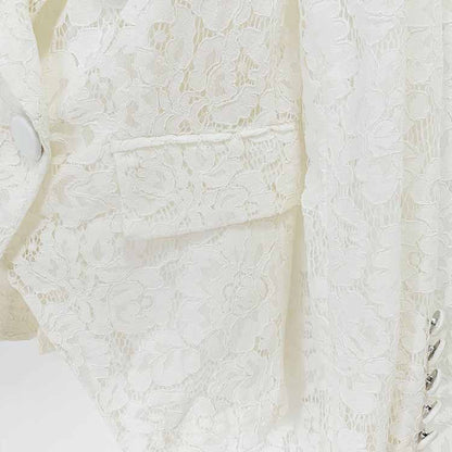 Women's White Lace Blazer Pantsuit Two Pieces Wedding Suit Formal Pantsuit