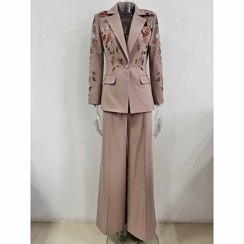Dusty Pink Floral Pantsuit Handmade Floral Pant and Blazer Set