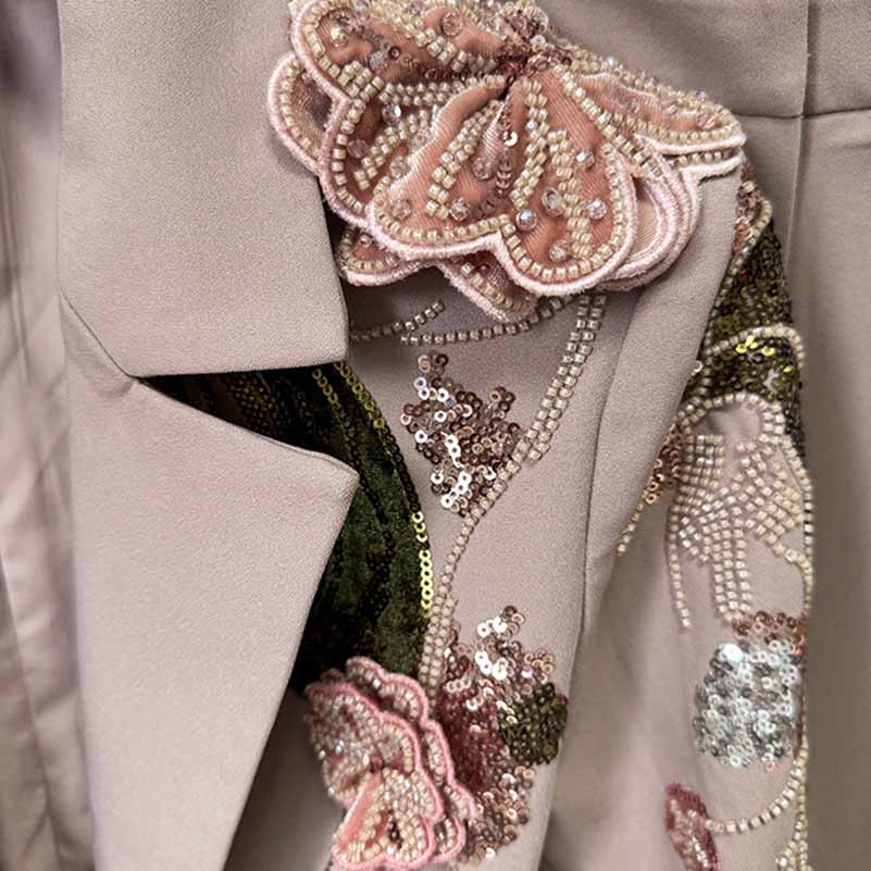 Dusty Pink Floral Pantsuit Handmade Floral Pant and Blazer Set