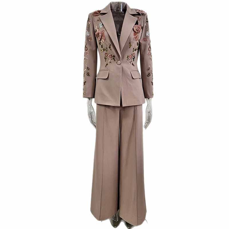 Dusty Pink Floral Pantsuit Handmade Floral Pant and Blazer Set