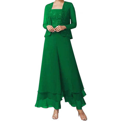 Pantsuits Lace Mother of The Bride Jumpsuits Chiffon Wedding Guest Outfit