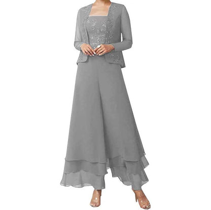 Pantsuits Lace Mother of The Bride Jumpsuits Chiffon Wedding Guest Outfit