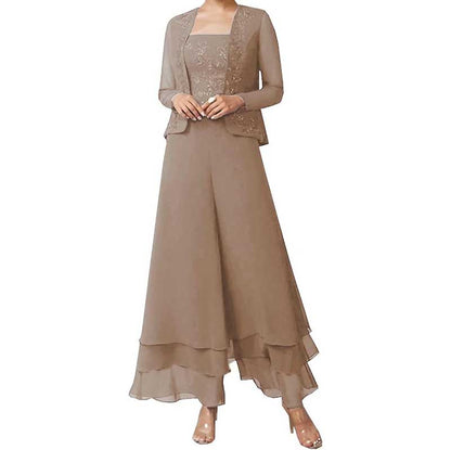 Pantsuits Lace Mother of The Bride Jumpsuits Chiffon Wedding Guest Outfit