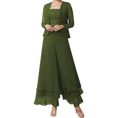 Pantsuits Lace Mother of The Bride Jumpsuits Chiffon Wedding Guest Outfit