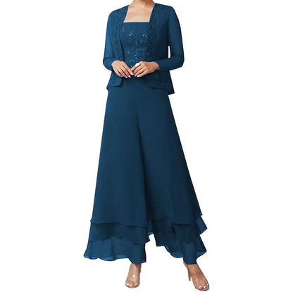 Pantsuits Lace Mother of The Bride Jumpsuits Chiffon Wedding Guest Outfit