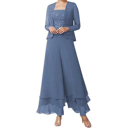 Pantsuits Lace Mother of The Bride Jumpsuits Chiffon Wedding Guest Outfit