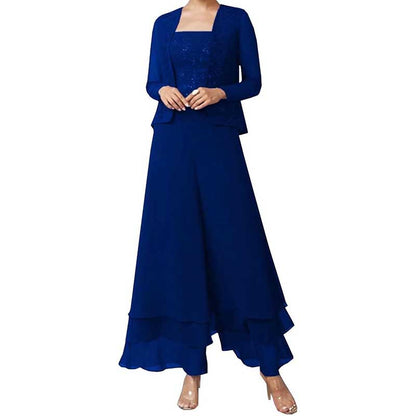 Pantsuits Lace Mother of The Bride Jumpsuits Chiffon Wedding Guest Outfit