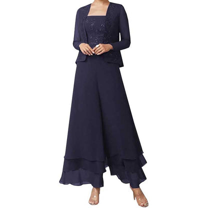 Pantsuits Lace Mother of The Bride Jumpsuits Chiffon Wedding Guest Outfit