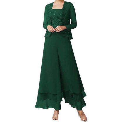 Pantsuits Lace Mother of The Bride Jumpsuits Chiffon Wedding Guest Outfit