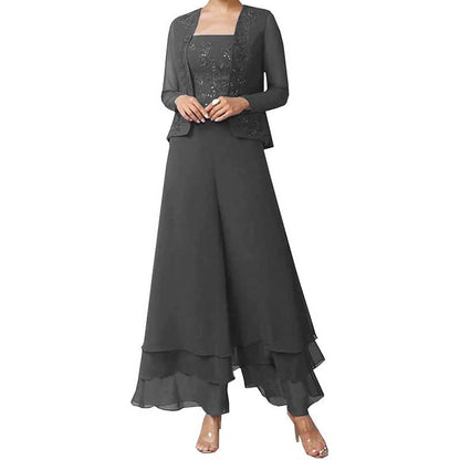 Pantsuits Lace Mother of The Bride Jumpsuits Chiffon Wedding Guest Outfit