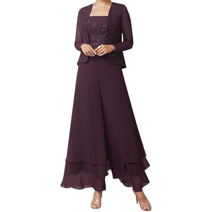 Pantsuits Lace Mother of The Bride Jumpsuits Chiffon Wedding Guest Outfit