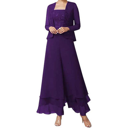 Pantsuits Lace Mother of The Bride Jumpsuits Chiffon Wedding Guest Outfit