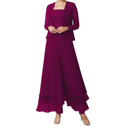 Pantsuits Lace Mother of The Bride Jumpsuits Chiffon Wedding Guest Outfit