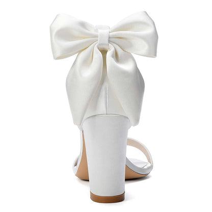 White Pearl Embellished Peep Toe Chunky Heel Sandals