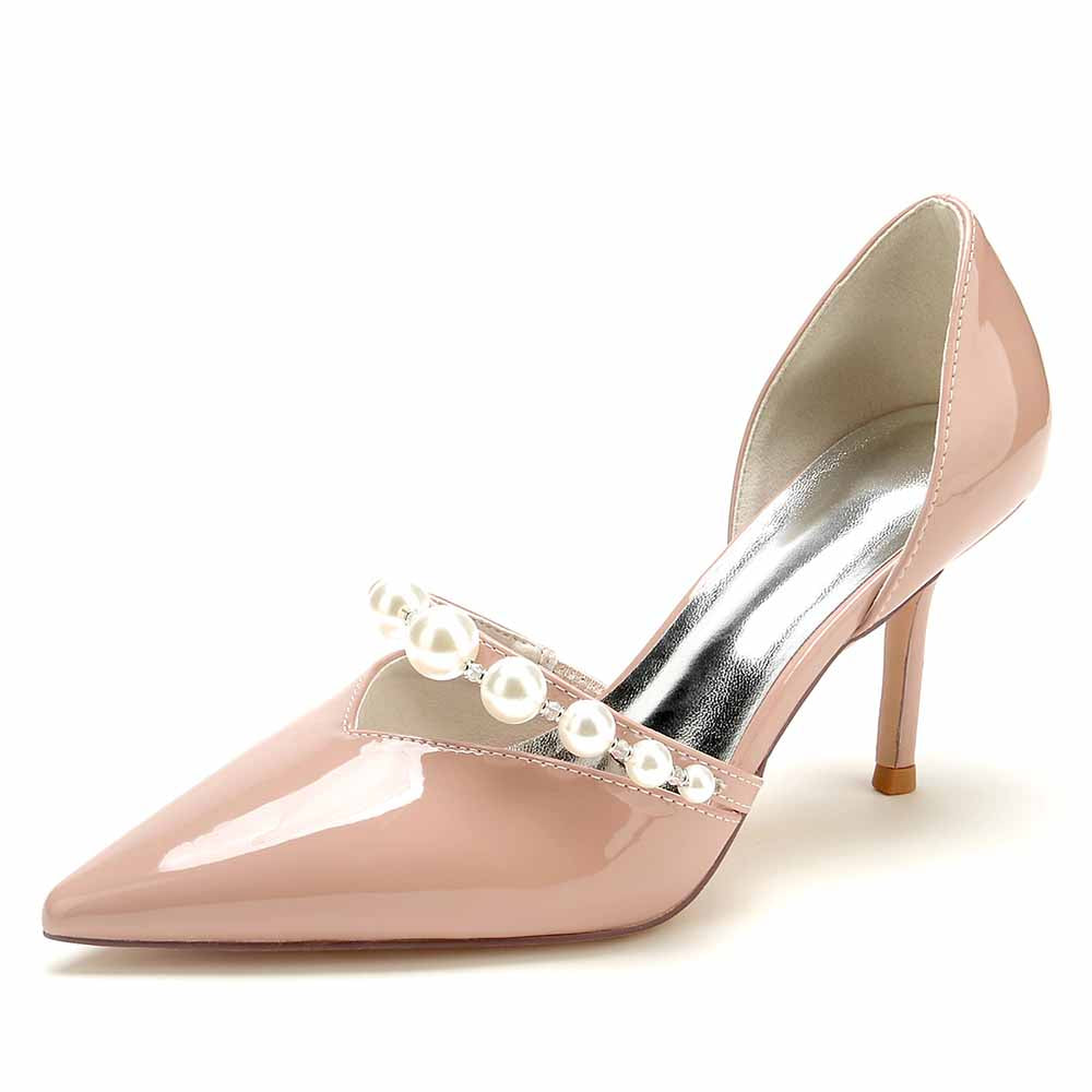 Pearl Wedding Shoes Bride Stiletto High Heels Bridesmaid Heels Pointed Toe Pumps