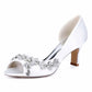 Peep Toe Low Heels Wedding Shoes Rhinestones Bridal Heels Dress Shoes