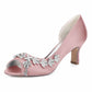 Peep Toe Low Heels Wedding Shoes Rhinestones Bridal Heels Dress Shoes