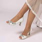 Peep Toe Low Heels Wedding Shoes Rhinestones Bridal Heels Dress Shoes