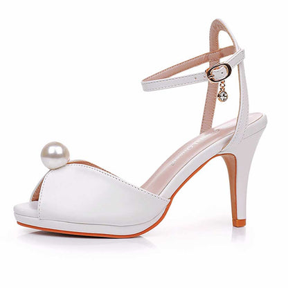 Peep Toe Wedding Shoes Mid-Heeled Bridal Sandals Dress Shoes