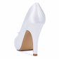 3.35" Peep Toe Wedding Shoes Satin Dress Heels Crystal Detail Event Pumps