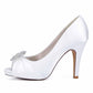 3.35" Peep Toe Wedding Shoes Satin Dress Heels Crystal Detail Event Pumps