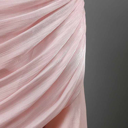 Pleated Maxi Dress with Ruffle Hem – Elegant Flare Sleeve & Flowy Sash